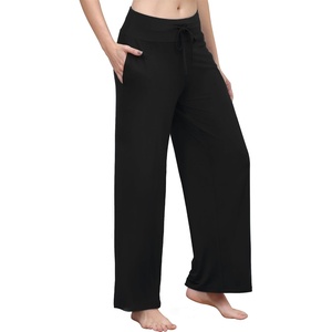 image:imageWiWi Pajama Pants for Women Bamboo Viscose Super Soft Bottoms Plus Size Cooling Wide Leg Casual Lounge Yoga Sweatpants S4XAblack
