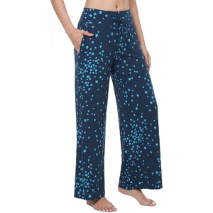 image:imageWiWi Pajama Pants for Women Bamboo Viscose Super Soft Bottoms Plus Size Cooling Wide Leg Casual Lounge Yoga Sweatpants S4XAblue Flowers