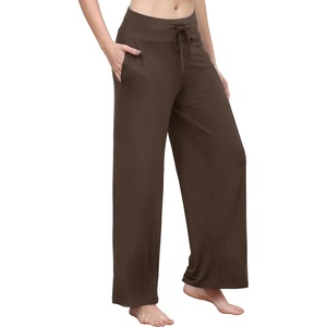 image:imageWiWi Pajama Pants for Women Bamboo Viscose Super Soft Bottoms Plus Size Cooling Wide Leg Casual Lounge Yoga Sweatpants S4XAbrown