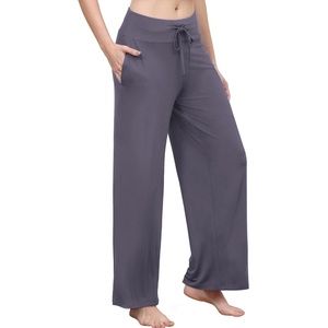 image:imageWiWi Pajama Pants for Women Bamboo Viscose Super Soft Bottoms Plus Size Cooling Wide Leg Casual Lounge Yoga Sweatpants S4XAdark Grey