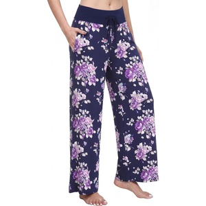 image:imageWiWi Pajama Pants for Women Bamboo Viscose Super Soft Bottoms Plus Size Cooling Wide Leg Casual Lounge Yoga Sweatpants S4XAdark NavyPurple Floral