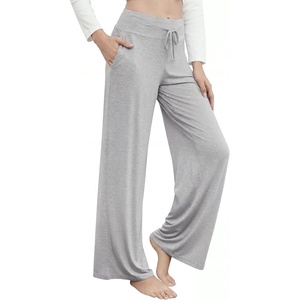image:imageWiWi Pajama Pants for Women Bamboo Viscose Super Soft Bottoms Plus Size Cooling Wide Leg Casual Lounge Yoga Sweatpants S4XAlight Heather Grey