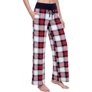 image:imageWiWi Pajama Pants for Women Bamboo Viscose Super Soft Bottoms Plus Size Cooling Wide Leg Casual Lounge Yoga Sweatpants S4XAnavyRed Plaid