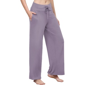 image:imageWiWi Pajama Pants for Women Bamboo Viscose Super Soft Bottoms Plus Size Cooling Wide Leg Casual Lounge Yoga Sweatpants S4XAviolet