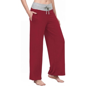 image:imageWiWi Pajama Pants for Women Bamboo Viscose Super Soft Bottoms Plus Size Cooling Wide Leg Casual Lounge Yoga Sweatpants S4XAwine RedLight Heather Grey