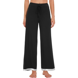 image:imageWiWi Pajama Pants for Women Bamboo Viscose Super Soft Bottoms Plus Size Cooling Wide Leg Casual Lounge Yoga Sweatpants S4XBblack
