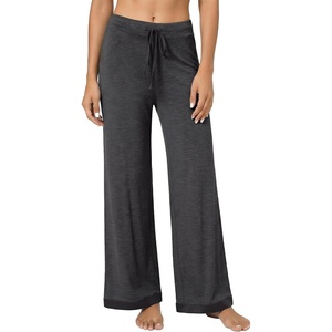 image:imageWiWi Pajama Pants for Women Bamboo Viscose Super Soft Bottoms Plus Size Cooling Wide Leg Casual Lounge Yoga Sweatpants S4XBcharcoal Heather