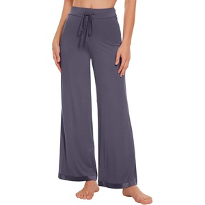 image:imageWiWi Pajama Pants for Women Bamboo Viscose Super Soft Bottoms Plus Size Cooling Wide Leg Casual Lounge Yoga Sweatpants S4XBdark Grey
