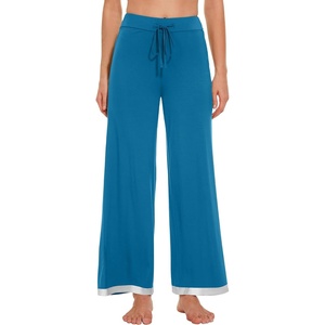 image:imageWiWi Pajama Pants for Women Bamboo Viscose Super Soft Bottoms Plus Size Cooling Wide Leg Casual Lounge Yoga Sweatpants S4XBteal Blue