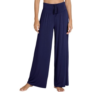 image:imageWiWi Pajama Pants for Women Bamboo Viscose Super Soft Bottoms Plus Size Cooling Wide Leg Casual Lounge Yoga Sweatpants S4XDnavy