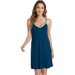 image:imageWiWi Slip Dress for Women Sleeveless Nightgowns Sexy Chemise Nightgown Full Slips Babydoll Viscose from Bamboo SXXLDink Blue