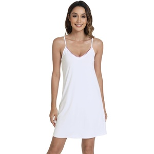 image:imageWiWi Slip Dress for Women Sleeveless Nightgowns Sexy Chemise Nightgown Full Slips Babydoll Viscose from Bamboo SXXLDpure White