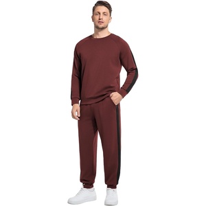 image:imageWiWi Super Soft Cooling Mens Tracksuit Set Breathable 2 Piece Jogger Outfit Modal Cotton Pullover Jogging Sweatsuits SXXLAchocolate Plum