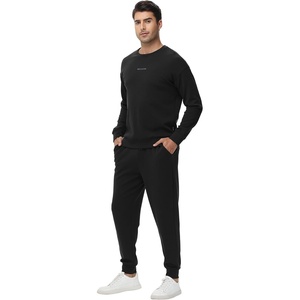image:imageWiWi Super Soft Cooling Mens Tracksuit Set Breathable 2 Piece Jogger Outfit Modal Cotton Pullover Jogging Sweatsuits SXXLBblack