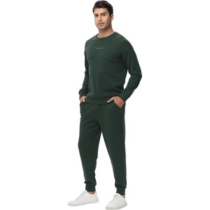 image:imageWiWi Super Soft Cooling Mens Tracksuit Set Breathable 2 Piece Jogger Outfit Modal Cotton Pullover Jogging Sweatsuits SXXLBdark Fence Green
