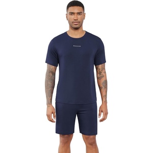 image:imageWiWi Super Soft Cooling Mens Tracksuit Set Breathable 2 Piece Jogger Outfit Modal Cotton Pullover Jogging Sweatsuits SXXLCdark Navy