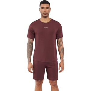 image:imageWiWi Super Soft Cooling Mens Tracksuit Set Breathable 2 Piece Jogger Outfit Modal Cotton Pullover Jogging Sweatsuits SXXLCdeep Brownish Red