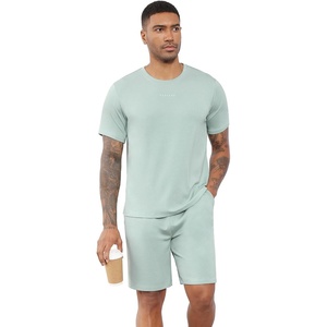 image:imageWiWi Super Soft Cooling Mens Tracksuit Set Breathable 2 Piece Jogger Outfit Modal Cotton Pullover Jogging Sweatsuits SXXLCdusty Aqua