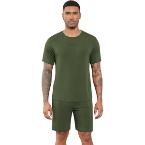 image:imageWiWi Super Soft Cooling Mens Tracksuit Set Breathable 2 Piece Jogger Outfit Modal Cotton Pullover Jogging Sweatsuits SXXLColive Green