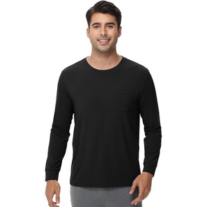 image:imageWiWi Viscose from Bamboo Mens Long Sleeve TShirt Crew Neck Lightweight Cooling Running Hiking SXXLBlack