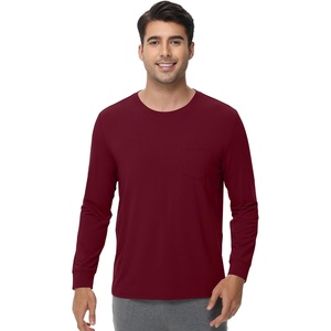 image:imageWiWi Viscose from Bamboo Mens Long Sleeve TShirt Crew Neck Lightweight Cooling Running Hiking SXXLDark Red