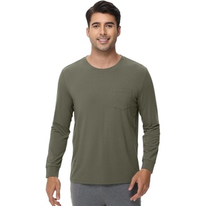 image:imageWiWi Viscose from Bamboo Mens Long Sleeve TShirt Crew Neck Lightweight Cooling Running Hiking SXXLGreen