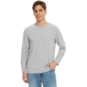 image:imageWiWi Viscose from Bamboo Mens Long Sleeve TShirt Crew Neck Lightweight Cooling Running Hiking SXXLLight Heather Grey