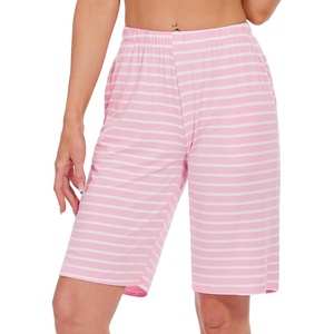 image:imageWiWi Viscose from Bamboo Soft Sleep Shorts for Women Pajama Bottoms Lounge Plus Size Lightweight Short Pants S3XPink White Stripe