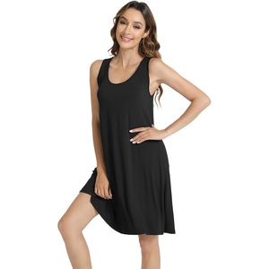 image:imageWiWi Viscose from Bamboo Tank Nightgown for Women Super Soft Summer Sleeveless Cooling Sleep Shirts SXXLCblack