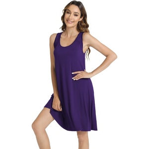 image:imageWiWi Viscose from Bamboo Tank Nightgown for Women Super Soft Summer Sleeveless Cooling Sleep Shirts SXXLCdark Purple