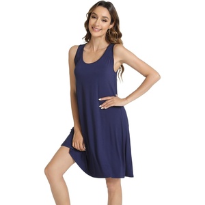 image:imageWiWi Viscose from Bamboo Tank Nightgown for Women Super Soft Summer Sleeveless Cooling Sleep Shirts SXXLCnavy