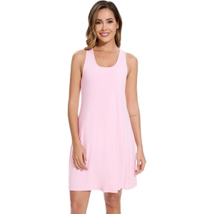 image:imageWiWi Viscose from Bamboo Tank Nightgown for Women Super Soft Summer Sleeveless Cooling Sleep Shirts SXXLDpink