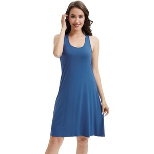 image:imageWiWi Viscose from Bamboo Tank Nightgown for Women Super Soft Summer Sleeveless Cooling Sleep Shirts SXXLDprussian Blue
