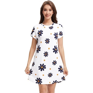 image:imageWiWi Womens Bamboo Viscose Nightgowns Soft Short Sleeve Sleep Shirt Lightweight Cool Nightshirt Pajama Dress SXXLCdaisy