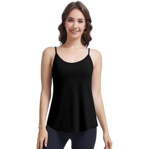 image:imageWiWi Womens Camisole Adjustable Spaghetti Straps Undershirt Soft Tank Tops Bamboo Viscose Cami Sleepwear SXXLBblack
