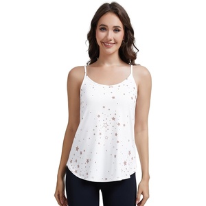 image:imageWiWi Womens Camisole Adjustable Spaghetti Straps Undershirt Soft Tank Tops Bamboo Viscose Cami Sleepwear SXXLBwhite Stars