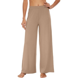 image:imageWiWi Womens Casual Wide Leg Palazzo Pants Comfy Lounge Pajama Bottoms Viscose from Bamboo Yoga Sweatpants SXXLAkhaki