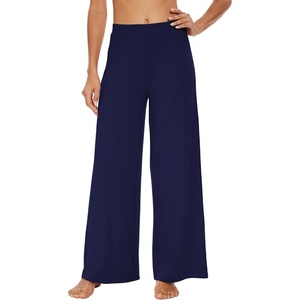 image:imageWiWi Womens Casual Wide Leg Palazzo Pants Comfy Lounge Pajama Bottoms Viscose from Bamboo Yoga Sweatpants SXXLAnavy