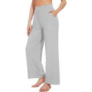 image:imageWiWi Womens Casual Wide Leg Palazzo Pants Comfy Lounge Pajama Bottoms Viscose from Bamboo Yoga Sweatpants SXXLCgrey