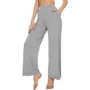image:imageWiWi Womens Casual Wide Leg Palazzo Pants Comfy Lounge Pajama Bottoms Viscose from Bamboo Yoga Sweatpants SXXLCheather Grey