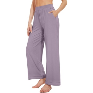 image:imageWiWi Womens Casual Wide Leg Palazzo Pants Comfy Lounge Pajama Bottoms Viscose from Bamboo Yoga Sweatpants SXXLCviolet