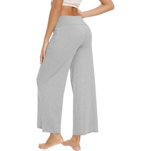 image:imageWiWi Womens Casual Wide Leg Palazzo Pants Comfy Lounge Pajama Bottoms Viscose from Bamboo Yoga Sweatpants SXXLDlight Heather Grey