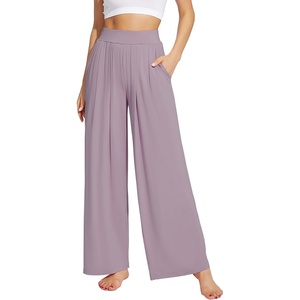 image:imageWiWi Womens Casual Wide Leg Palazzo Pants Comfy Lounge Pajama Bottoms Viscose from Bamboo Yoga Sweatpants SXXLEviolet