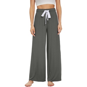 image:imageWiWi Womens Casual Wide Leg Palazzo Pants Comfy Lounge Pajama Bottoms Viscose from Bamboo Yoga Sweatpants SXXLFiron Grey