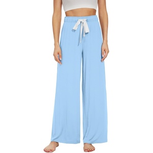 image:imageWiWi Womens Casual Wide Leg Palazzo Pants Comfy Lounge Pajama Bottoms Viscose from Bamboo Yoga Sweatpants SXXLFsky Blue
