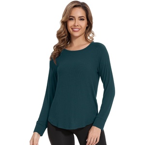 image:imageWiWi Womens Long Raglan Sleeve Tops Casual Viscose from Bamboo Loungewear Crew Neck Tunic Tops Soft Women Shirt SXXLAdeep Teal