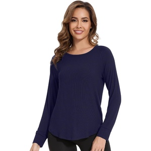 image:imageWiWi Womens Long Raglan Sleeve Tops Casual Viscose from Bamboo Loungewear Crew Neck Tunic Tops Soft Women Shirt SXXLAnavy Blue