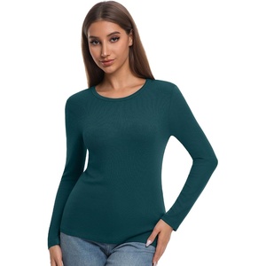 image:imageWiWi Womens Long Raglan Sleeve Tops Casual Viscose from Bamboo Loungewear Crew Neck Tunic Tops Soft Women Shirt SXXLBdeep Teal