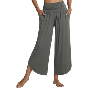 image:imageWiWi Womens Lounge Pants Wide Leg Yoga Bottoms Soft High Waist Sweatpants with Pockets Viscose from Bamboo SXXLCharcoal