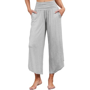 image:imageWiWi Womens Lounge Pants Wide Leg Yoga Bottoms Soft High Waist Sweatpants with Pockets Viscose from Bamboo SXXLLight Heather Grey
